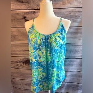 Lily Pulitzer tank medium blue and teal with scoop neck and key hole back
